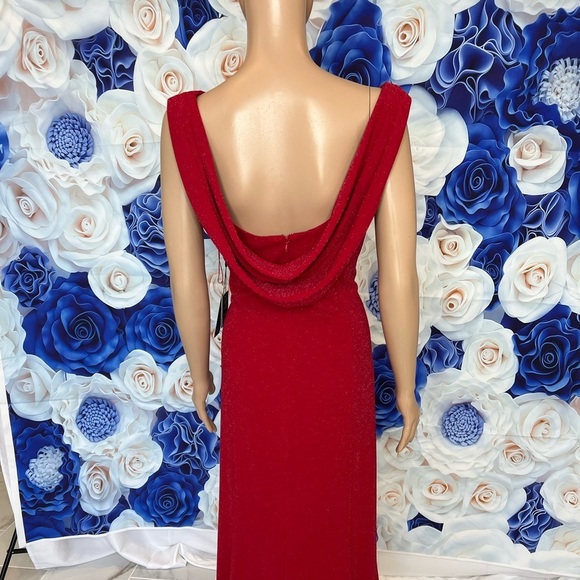 Adrianna Papell Boat Neck Sleeveless Cowl Back Stretch Metallic Jersey K… - Picture 9 of 14